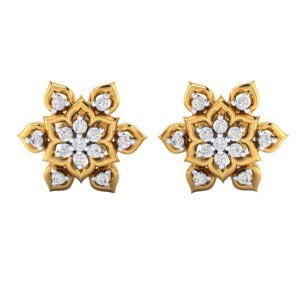 Floral Gold Diamond Stud Earrings