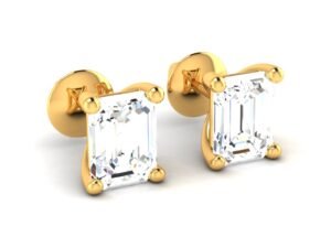 Ocean Breeze Rectangular Gold Diamond Earrings