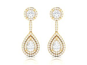 Angelic Teardrop Diamond Gold Earrings