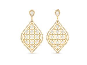Petal Delight Gold Diamond Earrings