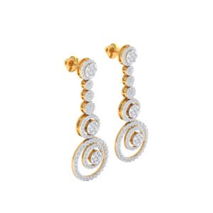 Stylish Gold and Diamond Hanging Earrings