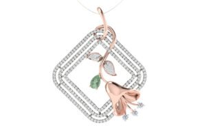 Luxury Floral Gold Diamond Pendant Set
