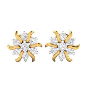 Exquisite Gold Floral Earrings with Diamonds