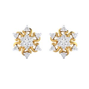 Radiant Floral Pattern Gold Diamond Earrings