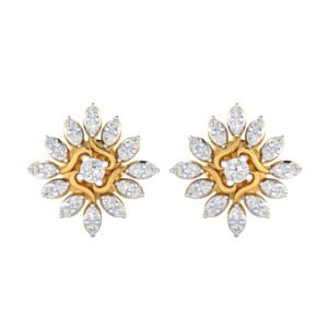Stylish Leaf Motif Diamond Earring