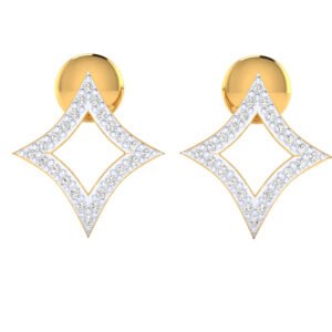 Modern Sparkling Star Shape Gold Diamond Earrings