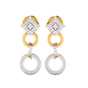 Trendy Gold Danglers with Sparkling Diamonds