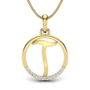 Personalized Pendant - Diamond Studded 'T' Alphabet