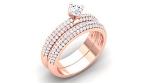 Brilliant Round-Cut Diamond Engagement & Wedding Ring Set