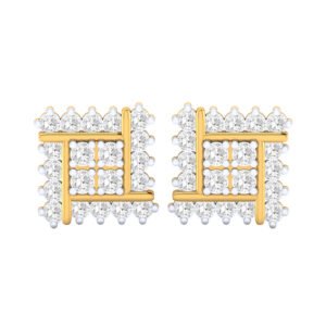 Geometric Diamond Gold Stud Earrings